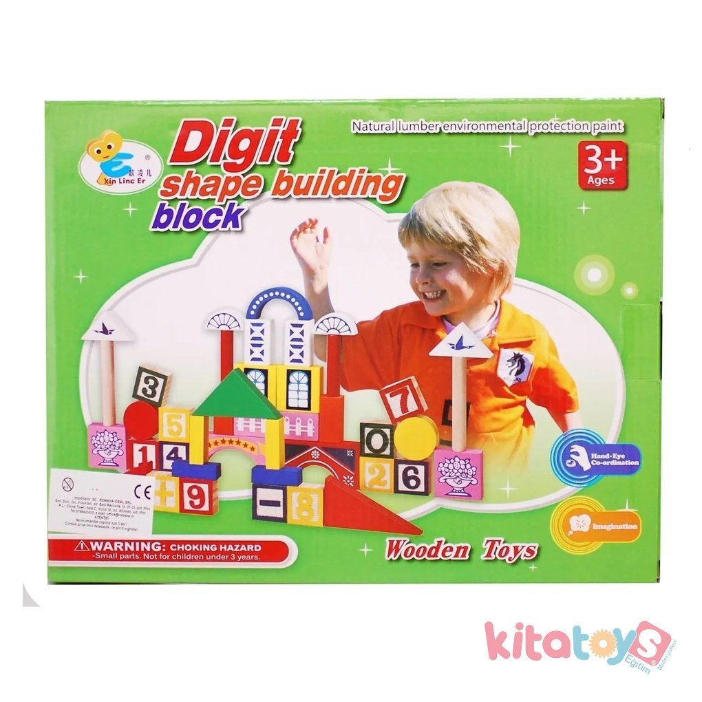 Ahşap Bloklar Eğitici Digit Shape Renkli Rakamlar Seti