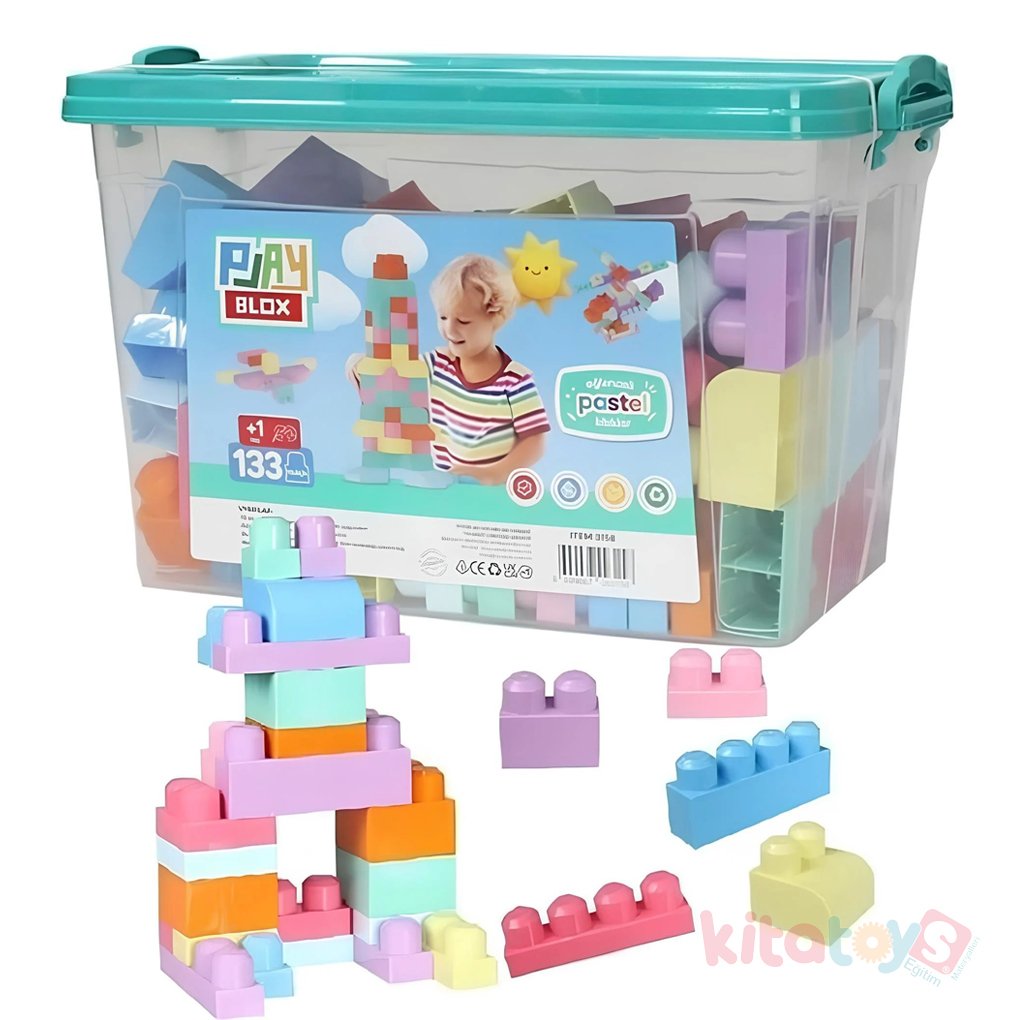 Play Blox 133 Parça Lego Pastel Renk Kutulu (Yapı Oyuncakları Bloklar)