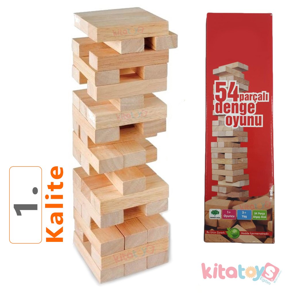 Jenga Denge Oyunu 54 (Ahşap Bloklar)